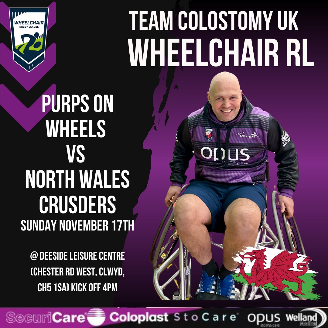 We've got some exciting Purps on Wheels news to share with you soon 😁, but until then, it's only 2️⃣0️⃣ days until our next and last game of a memorable first year for our @WheelchaRL team! 
See us take on <a href="/NWCWhRLandDSC/">NWCrusadersWheelchairRL&DisabilitySportsClub</a> on 17th November as part of our #Wales Weekenders series 🏴󠁧󠁢󠁷󠁬󠁳󠁿