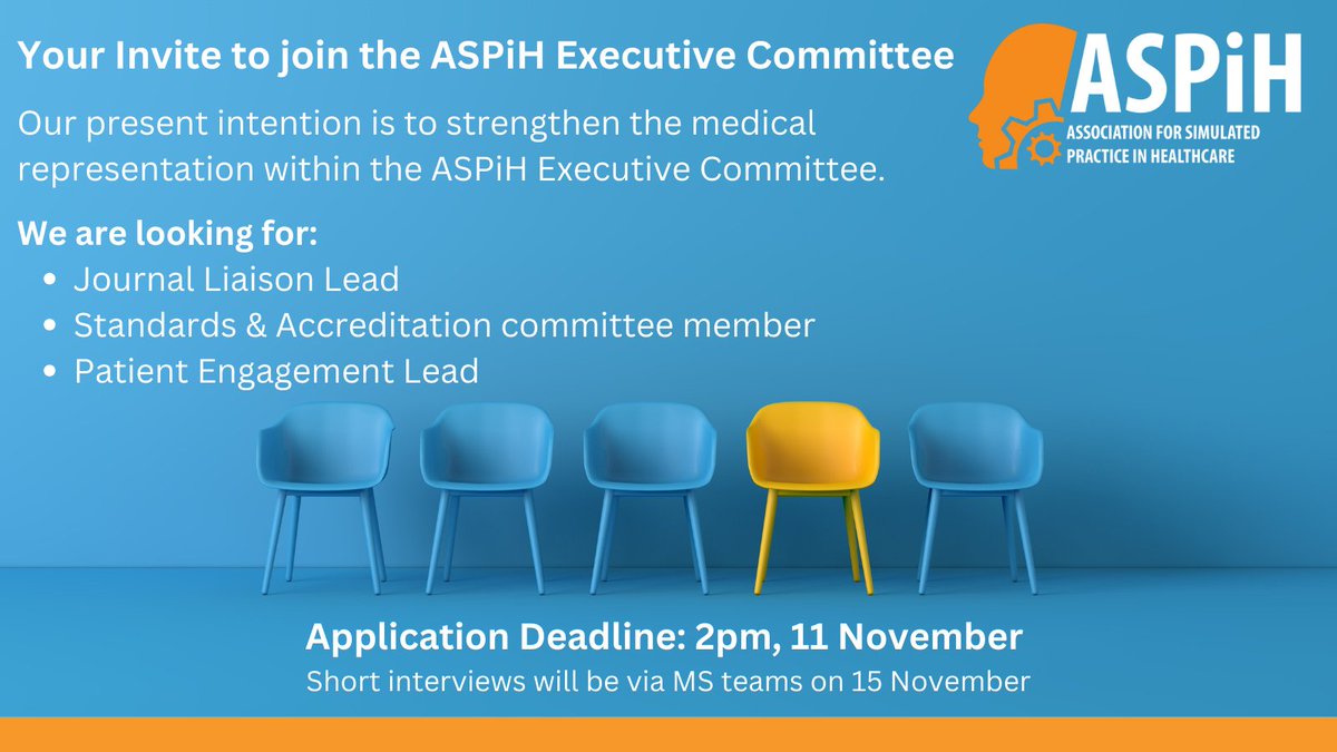 Call for #ASPiH members to join our Executive Committee.

We are seeking interested ASPiH members to join the Executive   Committee to the following positions
· Journal Liaison Lead
· Standards &amp; Accreditation   committee member
· Patient Engagement Lead

aspih.org.uk/wp-content/upl…