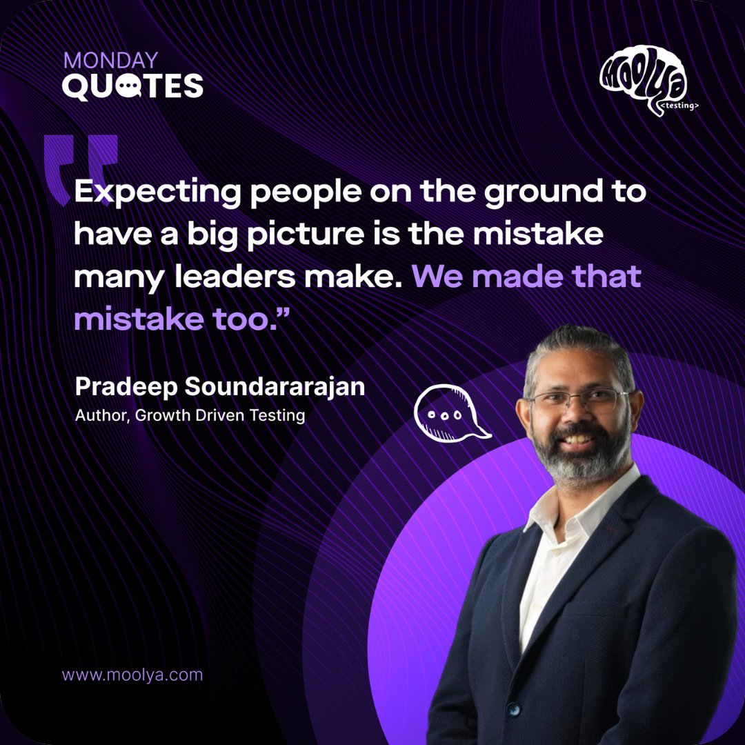 moolyatesting's tweet image. Empowering teams without expecting them to see the whole picture is key. 
At Moolya, Amber from Infeedo supports our Delivery Pulse Checks, helping us catch early signals. 🔥

Learn how we prevent issues &amp;amp; build accountability in Growth-Driven Testing 👉 amzn.in/d/hTyu0gn