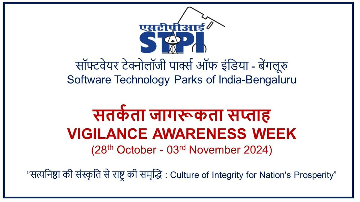 STPIBengaluru's tweet photo. Dr. Sanjay Tyagi, Director, STPI-Bengaluru has administered the Integrity Pledge to staff to mark the start of #VigilanceAwarenessWeek2024 , with the theme of “Culture of Integrity for Nation's Prosperity”.   #STPIINDIA https://t.co/OuWW24WTRD
