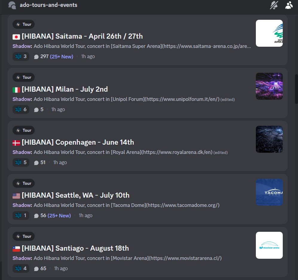 AdoHangoutDC's tweet image. Ado fans who plan to attend Ado's 2nd World Tour and looking for ticketing advice, venue details, or travel tip discord.gg/ado1024 has dedicated venue chats for discussions where fellow adomins who have previous experience in going concerts are happy to help!  #Ado