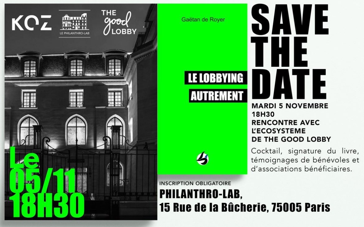📚LIBRISPHAERA MAISON ÉDITION
🟦 LANCEMENT 🚀

[INVITATION - 5 novembre] Ouverture de quelques places extérieures pour la soirée de lancement du livre LE LOBBYING AUTREMENT de notre auteur 🖌️ Gaētan de Royer au Philanthro-Lab, sur inscription uniquement👇
docs.google.com/forms/d/e/1FAI…
