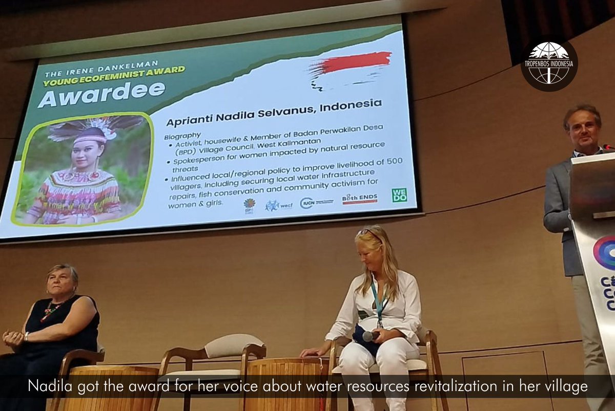 TropenbosID's tweet photo. On 22 October 2024, as part of #COP16 Biodiversity side events, The “Irene Dankelman Young Ecofeminist” award are given to Aprianti Nadila Selvanus from Indonesia. Read the full article: https://t.co/Dz5rVQ74z3

#IreneDankelmanYoungEcofeminist #GenderEquality #WECFInternational https://t.co/3cptGrAtvh