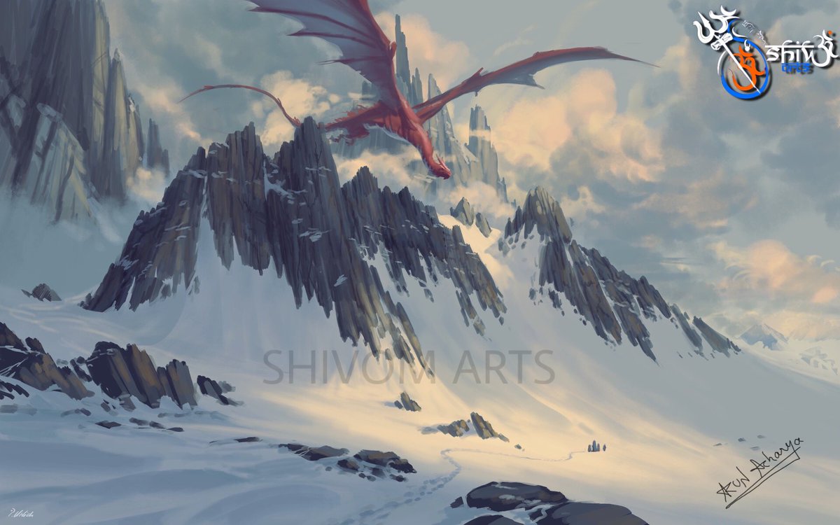 shivomarts's tweet image. A painting of a mountain dragon 🐉 

#ShivomArts