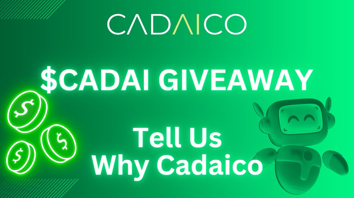We are interested to know exactly why our community loves the #Cadaico #AI or business model so much?

Five lucky winners will each receive 500 $Cadai each

In order to have a chance:

1⃣Tell us why you love #Cadaico so much 
2⃣Tag 3 <a href="/X/">X</a> accounts
3⃣Repost this give away

Five