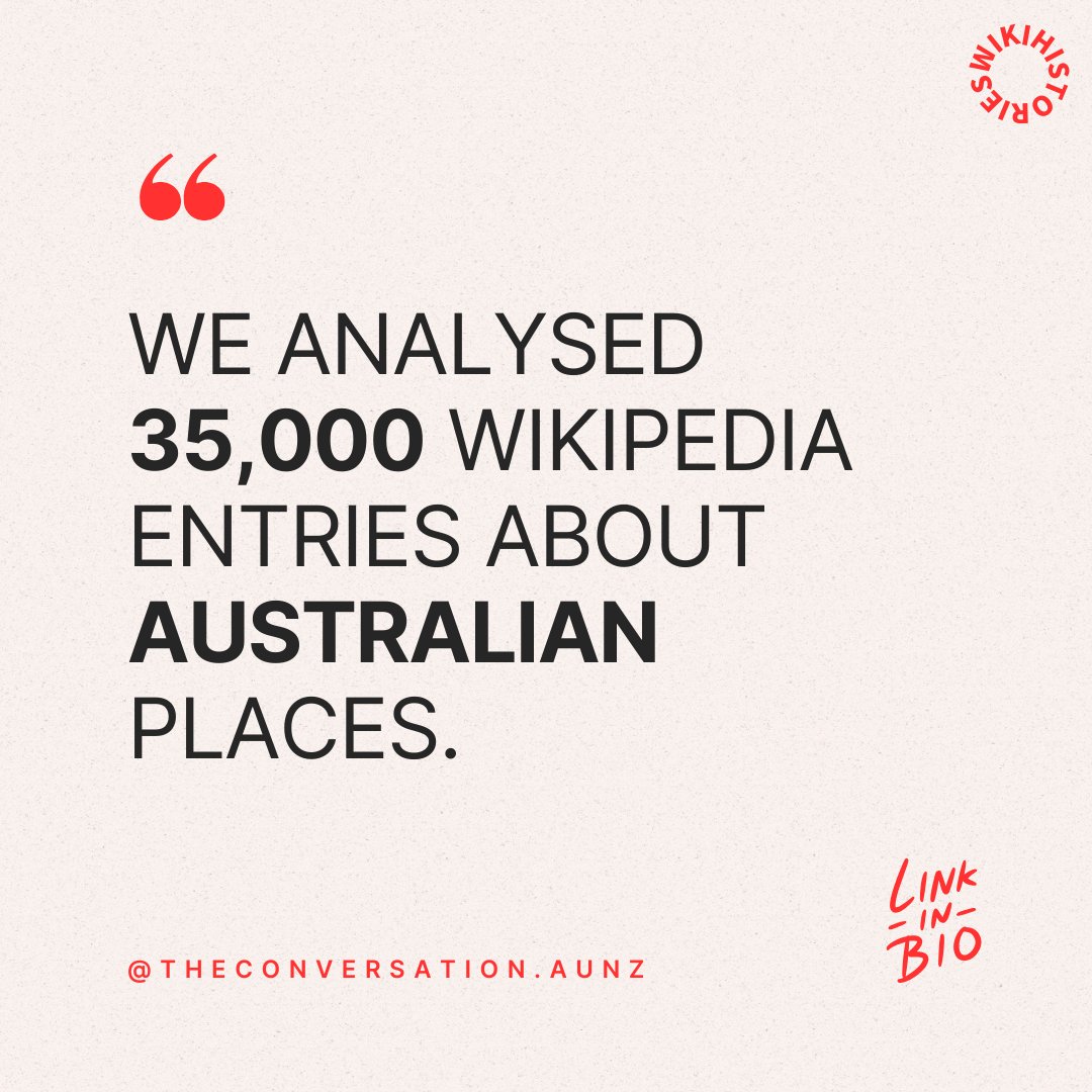 wikihistories (@wikihistories) on Twitter photo <a href="/Wikipedia/">Wikipedia</a> often avoid mention of #discriminatory <a href="/ausgov/">Australian Government</a> policies or violence against #FirstNations Australians.
Only 6% of #Australian places are given their First Nation names on #Wikipedia, along with an English one, acc. to our research <a href="/wikihistories/">wikihistories</a>.
<a href="/UTSFass/">UTS Arts & Social Sciences</a> <a href="/wm_au/">Wikimedia Australia</a> <a href="/Wikipedia/">Wikipedia</a> often avoid mention of #discriminatory <a href="/ausgov/">Australian Government</a> policies or violence against #FirstNations Australians.
Only 6% of #Australian places are given their First Nation names on #Wikipedia, along with an English one, acc. to our research <a href="/wikihistories/">wikihistories</a>.
<a href="/UTSFass/">UTS Arts & Social Sciences</a> <a href="/wm_au/">Wikimedia Australia</a>