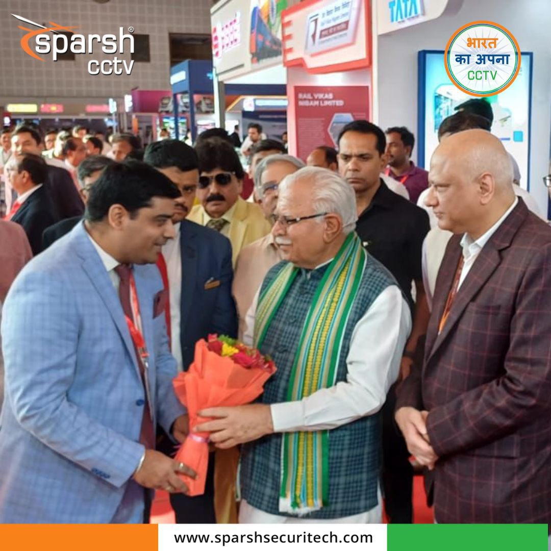 Sparsh_cctv's tweet photo. We are honored to have received a visit and commendation from the Hon’ble Minister of Power and Housing &amp; Urban Affairs, Shri Manohar Lal Khattar @mlkhattar, who recognized Sparsh CCTV’s pioneering technology initiatives at UMI 2024. 
#UrbanMobilityIndia2024 #SparshCCTV https://t.co/7ozA7kaQf2