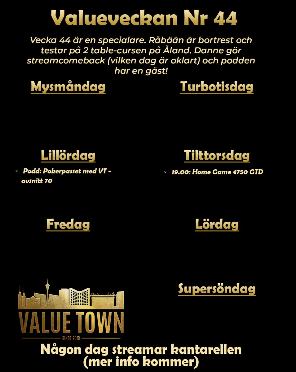 ValueTownSE's tweet photo. Valueveckan Nr 44!

Här kommer veckans väldigt tunna schema. Ska se till att försöka uppdatera kring Åland så gott jag kan på vår Instagram (från och med fredag morgon) - https://t.co/alTUgvELFm https://t.co/9aAFtrO1u7