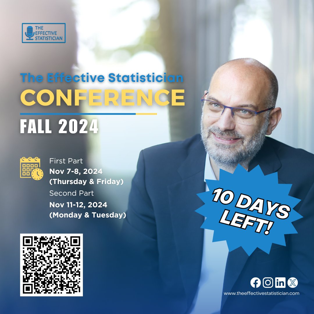 Effective_Stats's tweet photo. 🚀 Only 6 days to go until The Effective Statistician Online Conference – Fall 2024! 🚀

Don’t miss out on the savings – register today! https://t.co/0vvm0fh5xE

#HealthcareData #ClinicalTrials #AIinHealthcare #Biostatistics #TheEffectiveStatistician #DataScience #RCT https://t.co/NWjkttddc1