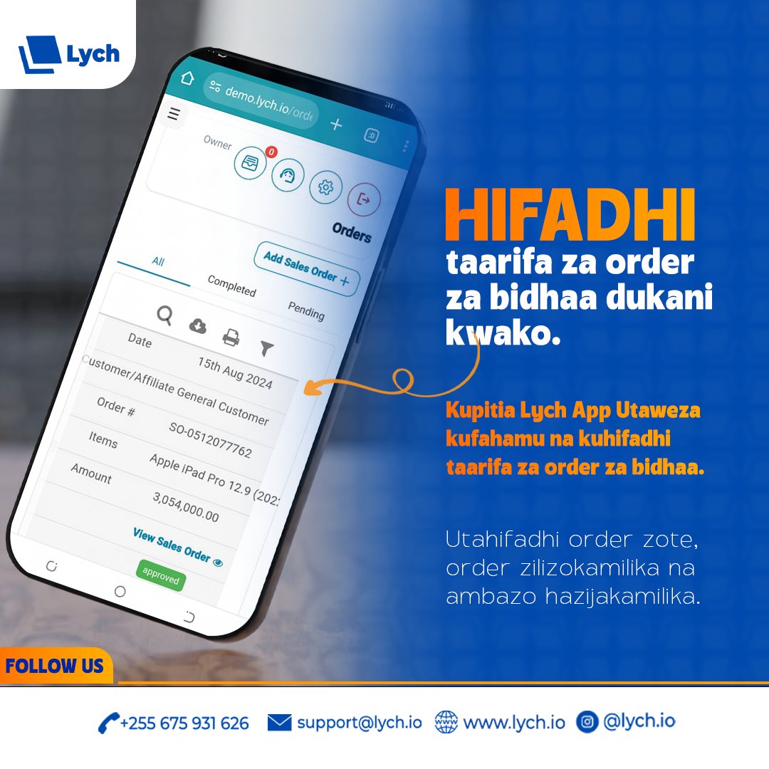 lych_app's tweet photo. ➡Usiruhusu Hasara kwenye Biashara yako.💰
➡Lych inakupa mfumo sahihi wa kuhifadhi Taarifa za Biashara yako.
➡Usimamizi wa Biashara kidigitali zaidi📱
➡ Download App ya Lych sasa ubadili ufanisi wa Biashara yako
↪ https://t.co/t0aoGoCeYB
#LychApp https://t.co/AHeYjjThoT