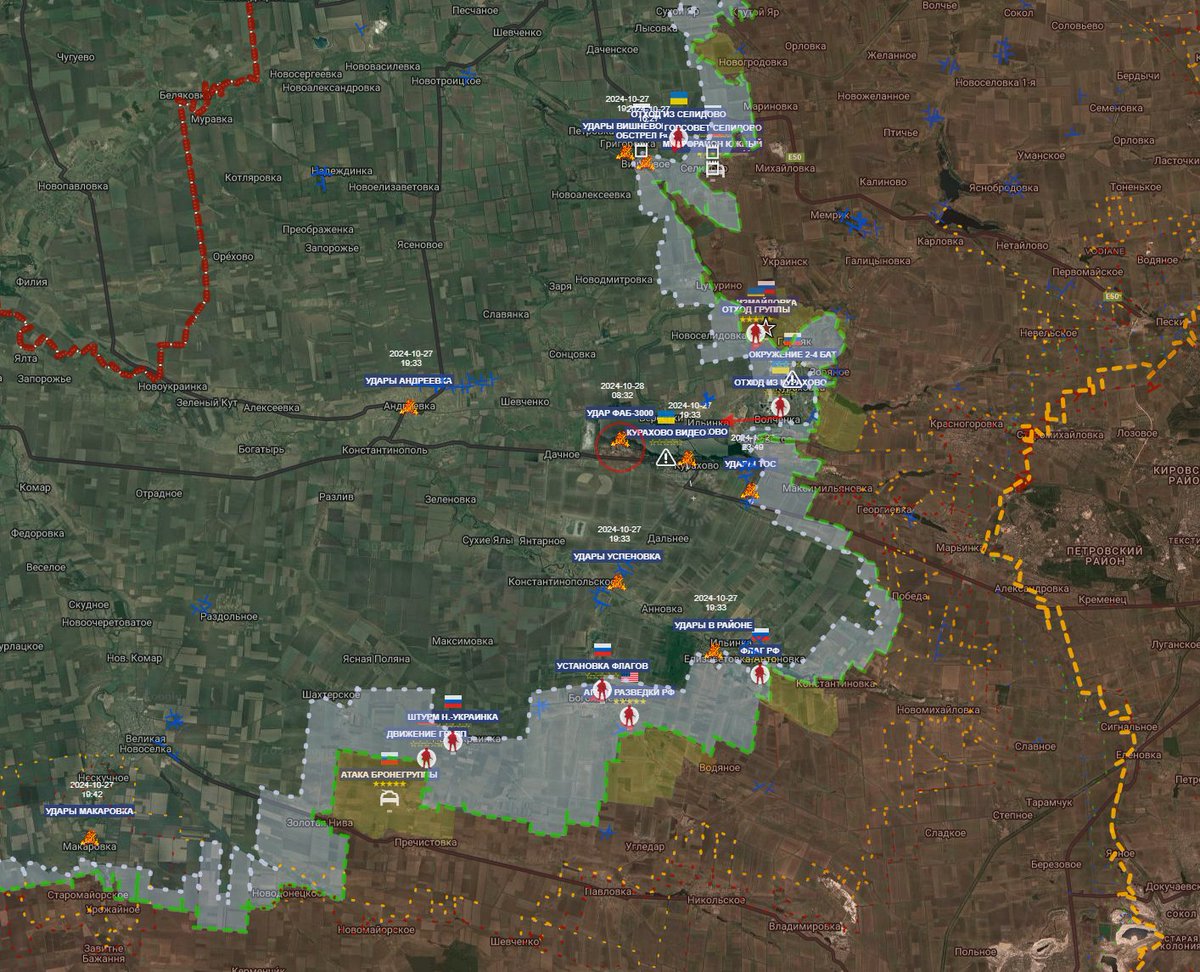 🇷🇺💥🇺🇦 #URGENTE: Las líneas del frente del sureste se están desmoronando.
Los rusos han avanzado varios kilómetros en las últimas 72 horas.

Las tropas rusas cada vez más cerca de alcanzar los límites del Donbass.
