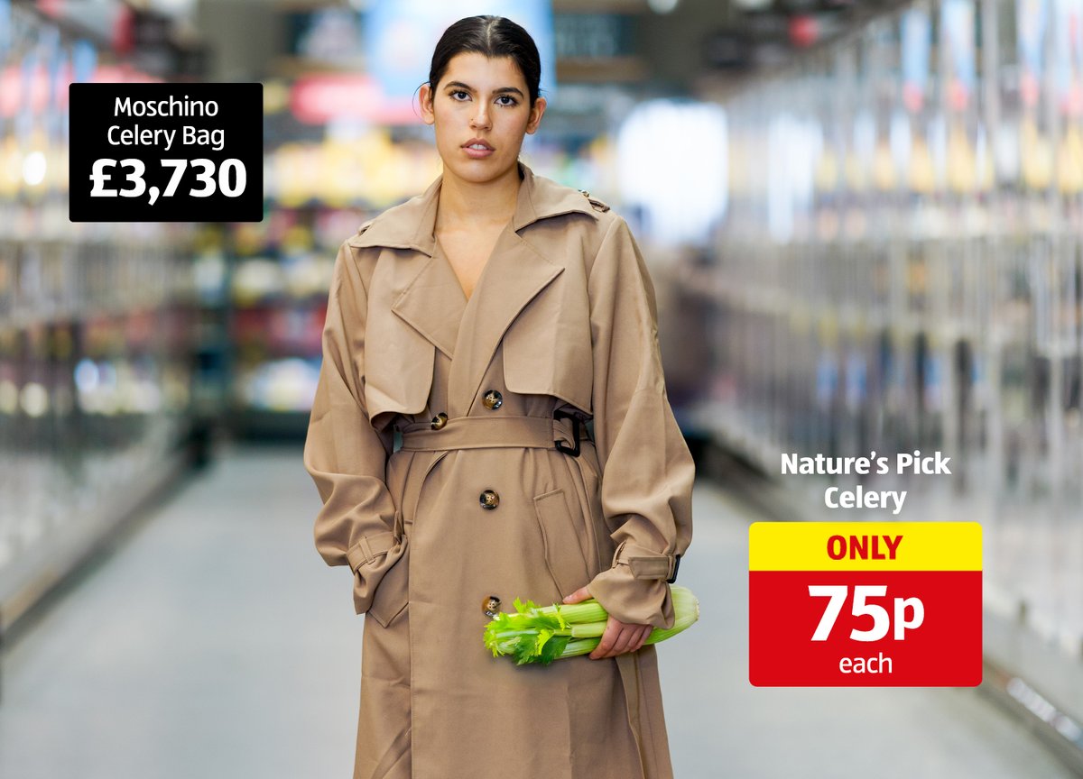AldiUK's tweet photo. Your move @Moschino, but we do have a whole veg aisle. https://t.co/R3SyVOUkcl