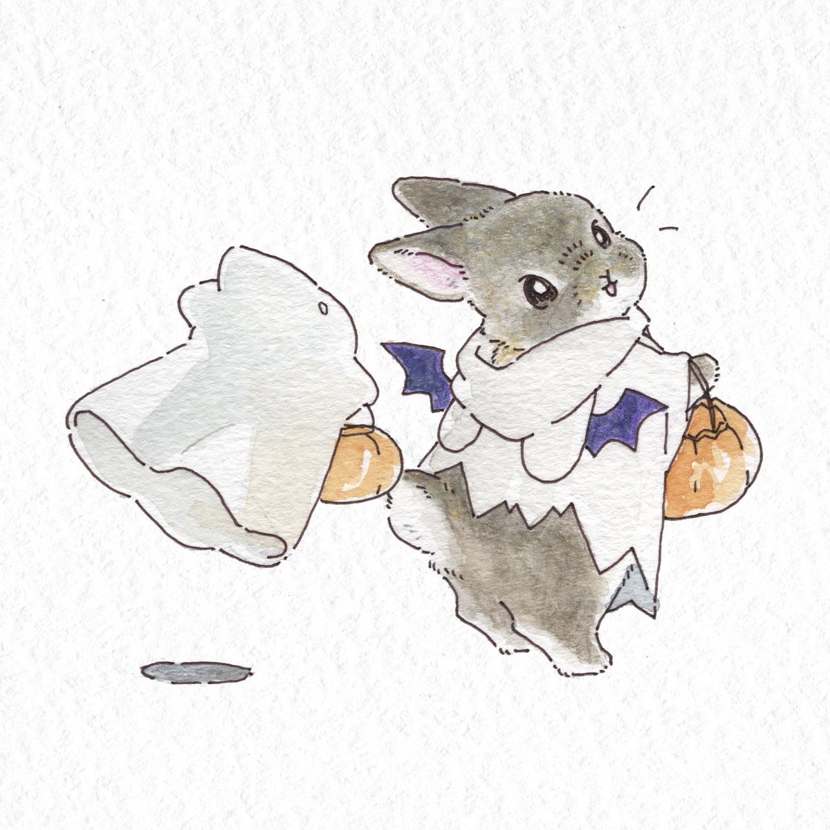「うさぎさんのHalloweenおやついっぱいもらえるところしってるよむむの家に来」|VeryBerry うさぎ星さん4/8-9出展のイラスト