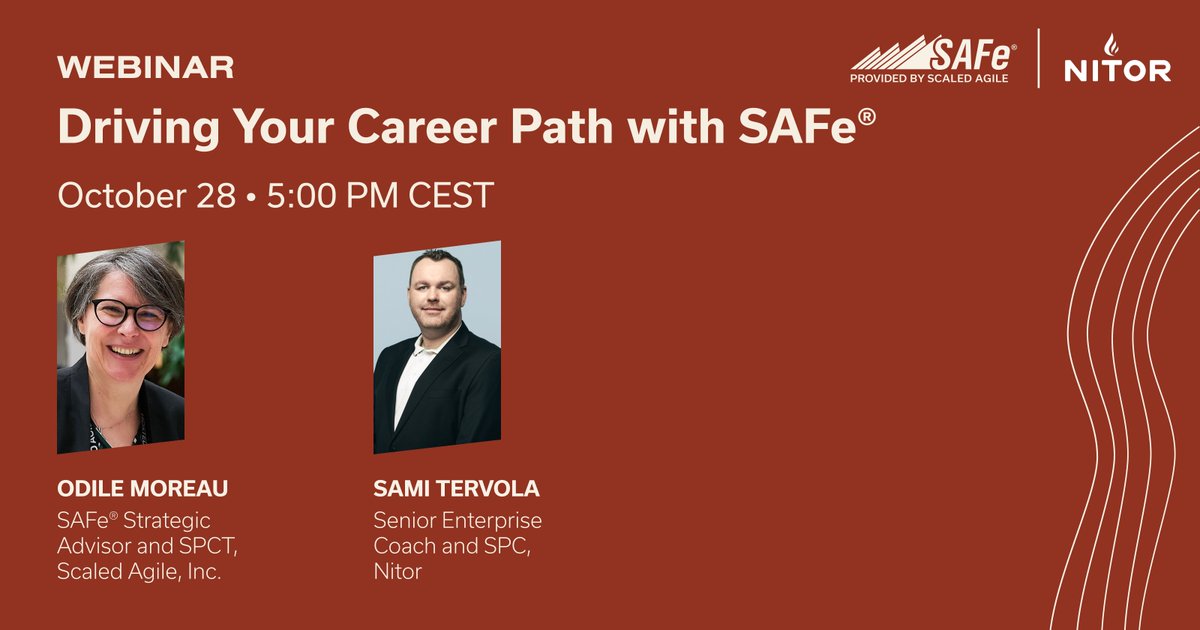 Join this webinar today to uncover the most effective paths for your SAFe® transformation journey. 

Save your spot at: ow.ly/PrIc50TMmh8

#SAFe #ScaledAgile #Nitor #Webinar