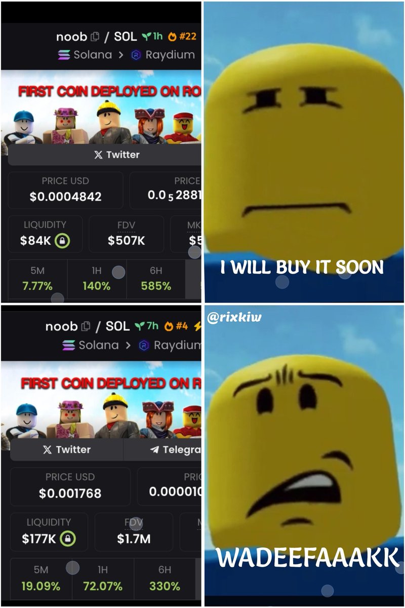 NoobRobloxSOL's tweet photo. the community memes have started

you will see $noob all over twitter today

top holder @ohbrox is giving away $100 every hour

for the best memes created in the NOOB group https://t.co/5YcfO4ny4V