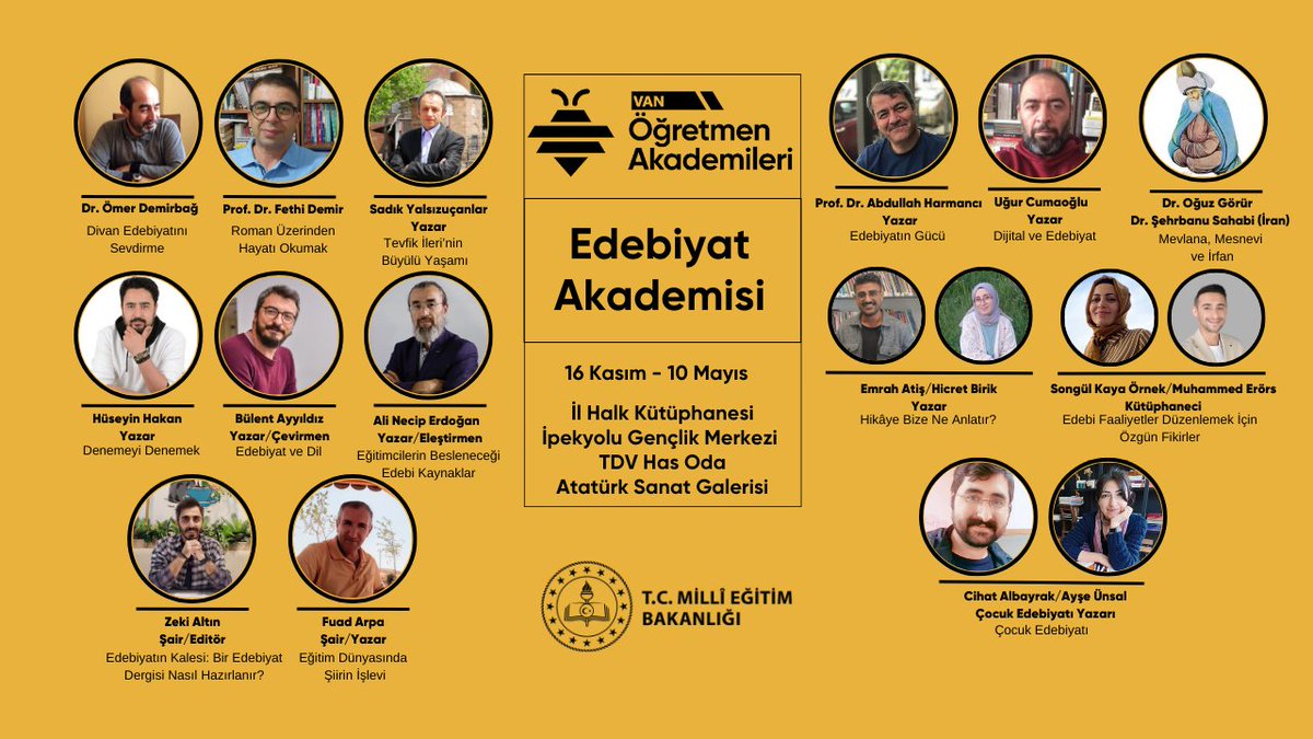 vanakademileri's tweet photo. Van Öğretmen Akademileri bünyesinde açılan "Edebiyat Akademisi" katılımcı listesi
Başvurular İçin
https://t.co/zoFtgnADe7 https://t.co/B5HJlhvll1