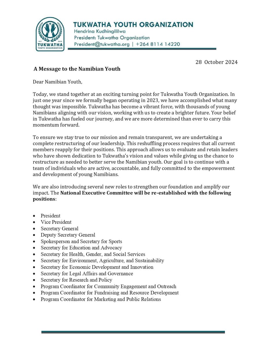 Tukwatha Youth organization tweet media