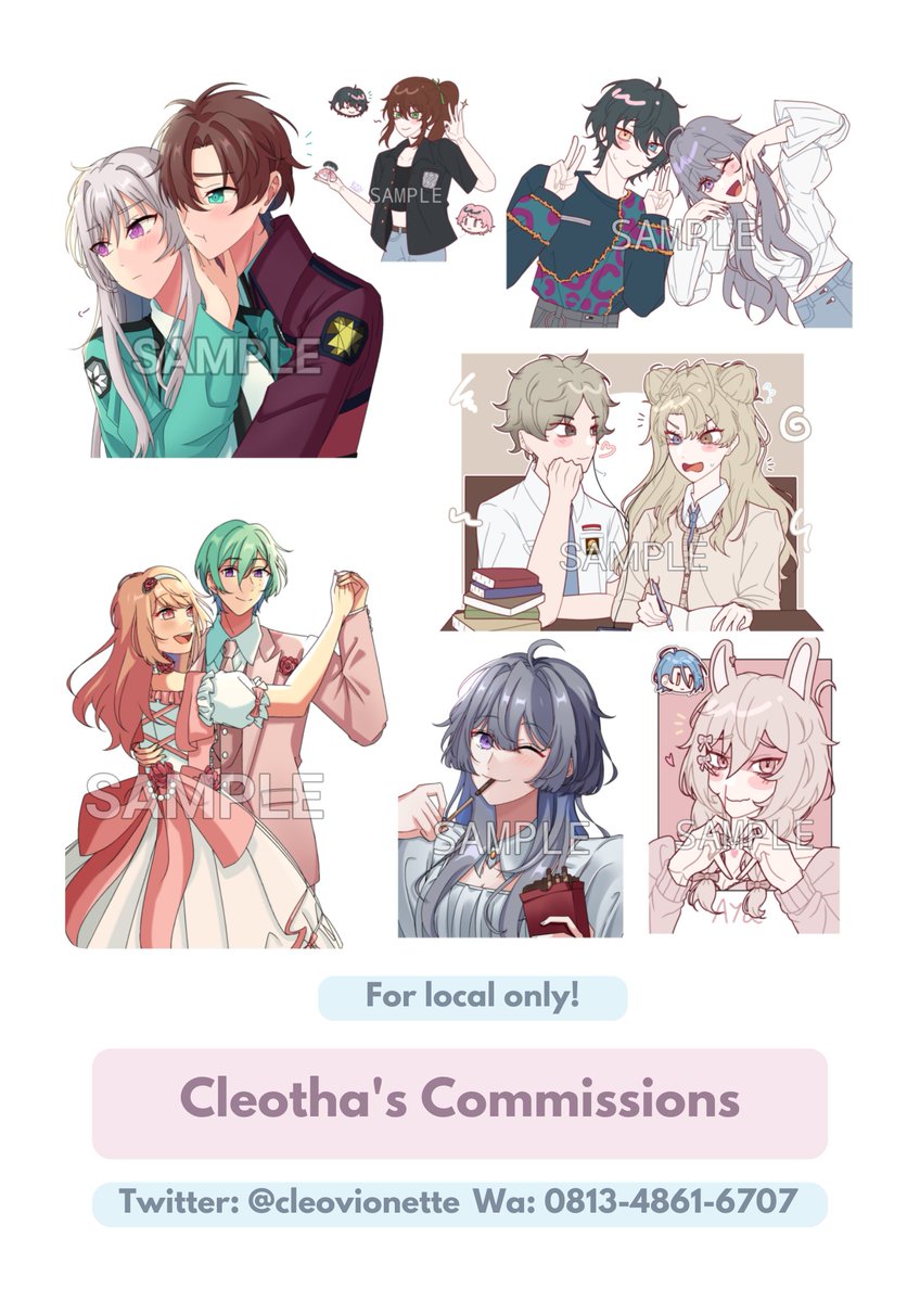 cleovionette's tweet photo. [RT and likes are appreciated]

Haloo semuanya aku buka komis nih ada 3 varian art styles dan YCHs loh ✨!! Jika tertarik atau mau bertanya silahkan dm/chat aku yaa, terimakasih (⁠◍⁠•⁠ᴗ⁠•⁠◍⁠) 💌
#opencommission #artistidn #opencommissions #opcomms #artistindonesian https://t.co/aNohZndAls