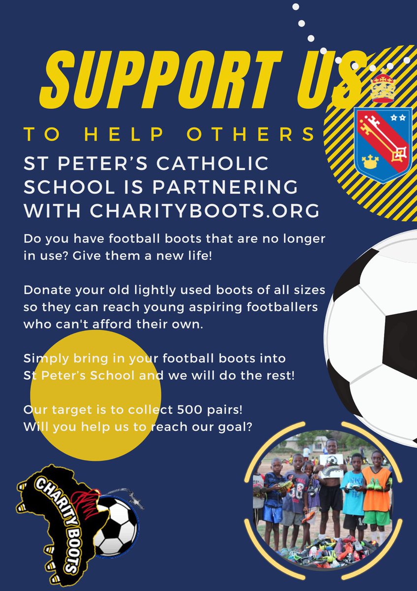 AMK Curriculum VP St Peters (@vpstpeters) on Twitter photo Thrilled to announce our exciting event <a href="/StPetersSch/">St Peter's Catholic School</a> Jan 18th ⚽️⚽️
Together with @charityboots we want your support @sol_acad_fc_JPL <a href="/SolihullMoors/">Solihull Moors FC</a> <a href="/LeafieldAFC/">Leafield Athletic FC</a> <a href="/warwickshireclg/">Warwickshire GAA</a> <a href="/BrendansGAA/">St. Brendan's GAA</a> <a href="/JMGACBrum/">John Mitchels GAC</a> <a href="/SeanMcDermotts1/">Sean McDermotts GAA</a> <a href="/BhamDES/">Birmingham Diocesan Education Service</a> <a href="/AVFCOfficial/">Aston Villa</a>
Further details to follow Thrilled to announce our exciting event <a href="/StPetersSch/">St Peter's Catholic School</a> Jan 18th ⚽️⚽️
Together with @charityboots we want your support @sol_acad_fc_JPL <a href="/SolihullMoors/">Solihull Moors FC</a> <a href="/LeafieldAFC/">Leafield Athletic FC</a> <a href="/warwickshireclg/">Warwickshire GAA</a> <a href="/BrendansGAA/">St. Brendan's GAA</a> <a href="/JMGACBrum/">John Mitchels GAC</a> <a href="/SeanMcDermotts1/">Sean McDermotts GAA</a> <a href="/BhamDES/">Birmingham Diocesan Education Service</a> <a href="/AVFCOfficial/">Aston Villa</a>
Further details to follow