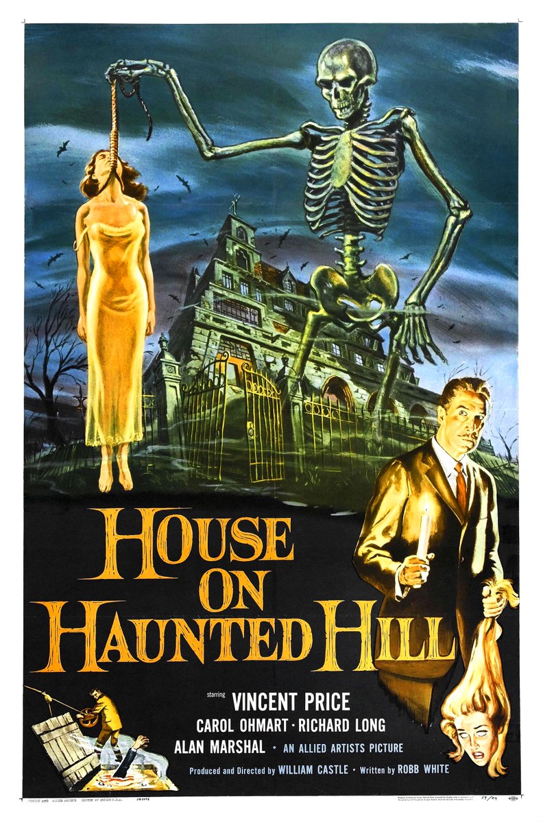 FilmMomatic's tweet photo. #NowWatching HOUSE ON HAUNTED HILL #WilliamCastle #VincentPrice #CarolOhmart #RichardLong #AlanMarshal #CarolynCraig #ElishaCookJr #JulieMitchum #LeonaAnderson #HowardHoffman https://t.co/vgPxr7g0CI