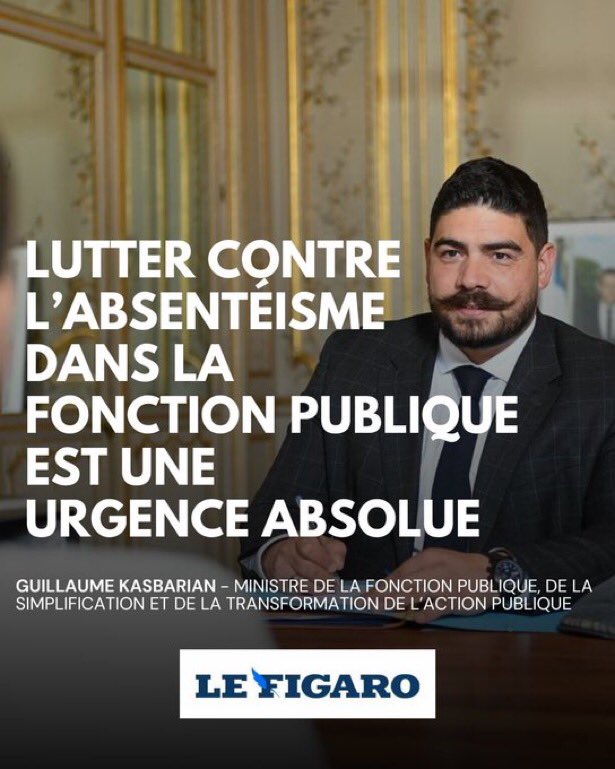 Absentéisme en quelques chiffres : la proportion d’absents (au moins un jour par semaine) était en 2019 : 
➡️enseignants : 2,6%
➡️fonction publique : 3,2%
➡️secteur privé : 3,9%

Données 2020 de la DGAFP.

Notre problème n’est pas l’absentéisme, mais ce qui rend les gens malades
