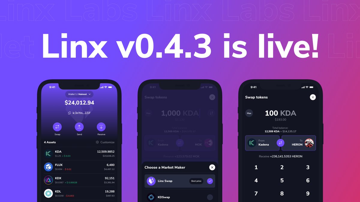 🎉 Linx Wallet v0.4.3 is here! ⚡️

✨ New features:
- QuickSign support for in-app dapps
- Version update notifications
- Fixed WalletConnect transaction preview bug

📱 Get the latest version:
iOS: apps.apple.com/us/app/thinedg…
Android: play.google.com/store/apps/det…