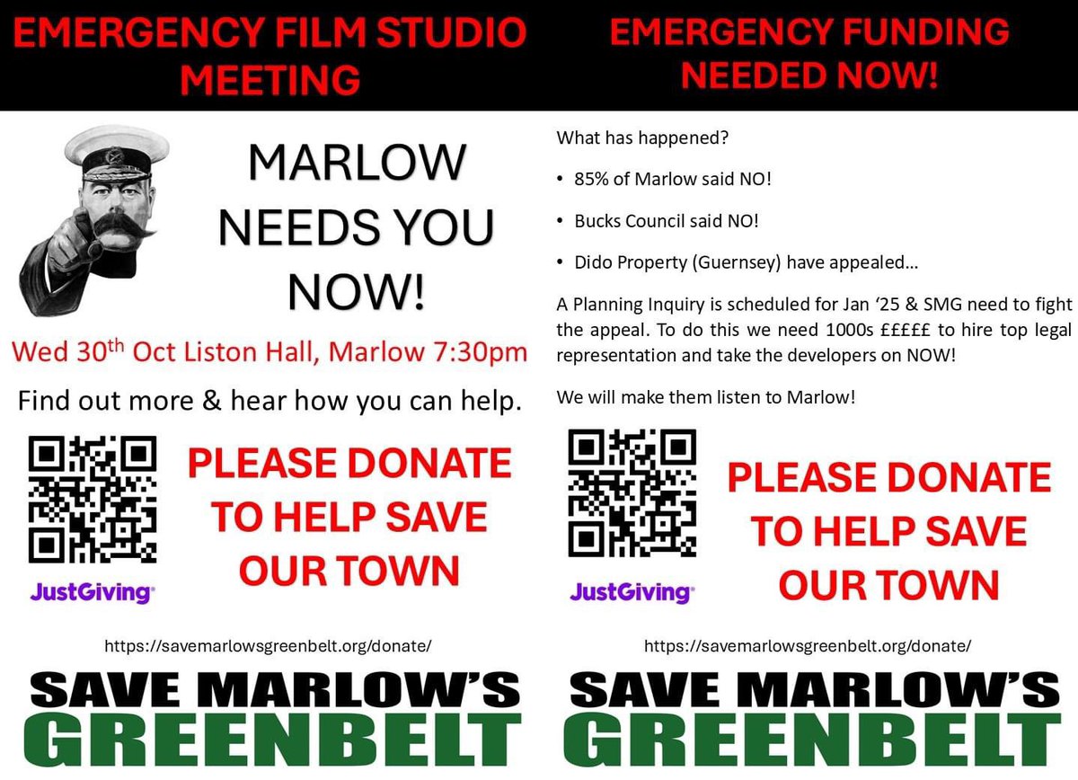 It's nearly time, WEDNESDAY 30th OCTOBER 7.30pm LISTON HALL, please come to our emergency film studio meeting.