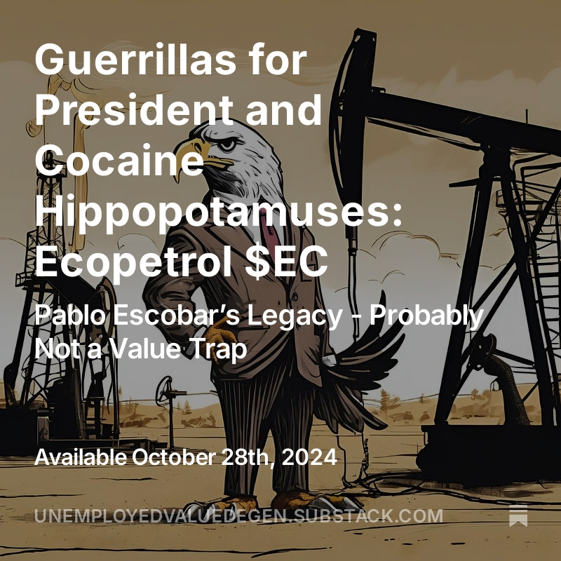 SFarringtonBKC's tweet image. Guerrillas for President and Cocaine Hippopotamuses: Ecopetrol $EC