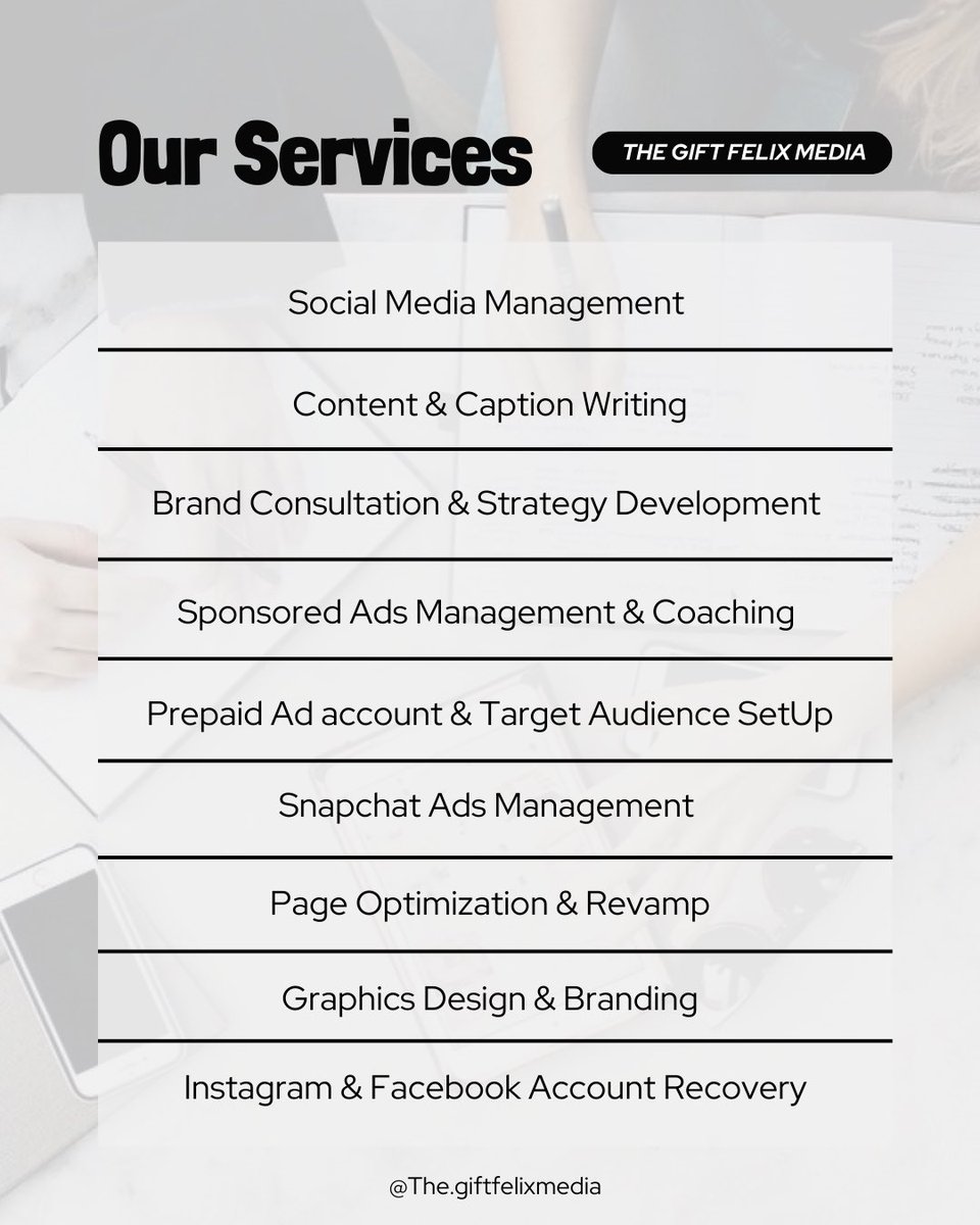 TheGFMedia's tweet photo. What can we do for you this week? Our 15% Launch offer is still on and it will end in the 31st of this month.

Don't miss this opportunity to elevate your business/brand to the next level. Send us a DM today and let's connect 😇. https://t.co/vUOZr5p7v3