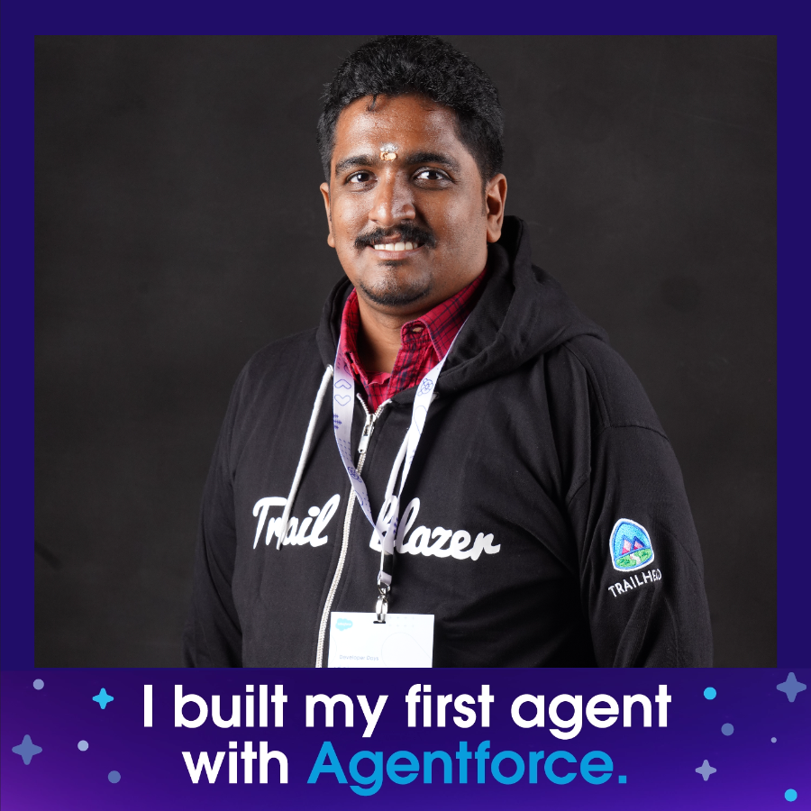 I built my first agent with Agentforce 🎉

Complete the <a href="/salesforce/">Salesforce</a> #BuiltWithAgentforce Quest to build yours today and celebrate your new skills with a custom photo. 🤖

Start learning: sforce.co/agentforcequest

#SFgiveaway