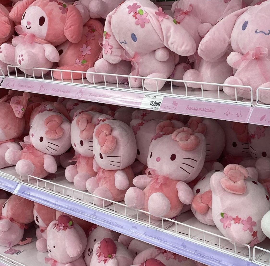 lovesickdoe's tweet photo. pink sanrio plushes https://t.co/i61GO1QnXm