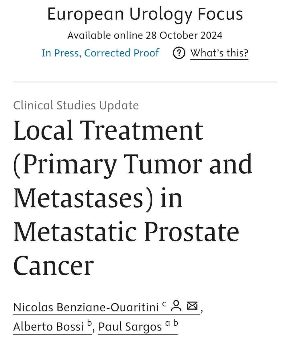 Paul Sargos (@paulsargos) on Twitter photo ⚡Before PEACE 1 to be published soon, read our short update on local and metastases directed treatments for MHSPC #ProstateCancer
✨✨ <a href="/BenzianeNicolas/">Nicolas Benziane-Ouaritini</a>
And <a href="/AlbertoBossial/">Alberto Bossi</a>
⚡Just out
In <a href="/EurUrolFocus/">Eur Urol Focus</a>
sciencedirect.com/science/articl… ⚡Before PEACE 1 to be published soon, read our short update on local and metastases directed treatments for MHSPC #ProstateCancer
✨✨ <a href="/BenzianeNicolas/">Nicolas Benziane-Ouaritini</a>
And <a href="/AlbertoBossial/">Alberto Bossi</a>
⚡Just out
In <a href="/EurUrolFocus/">Eur Urol Focus</a>
sciencedirect.com/science/articl…