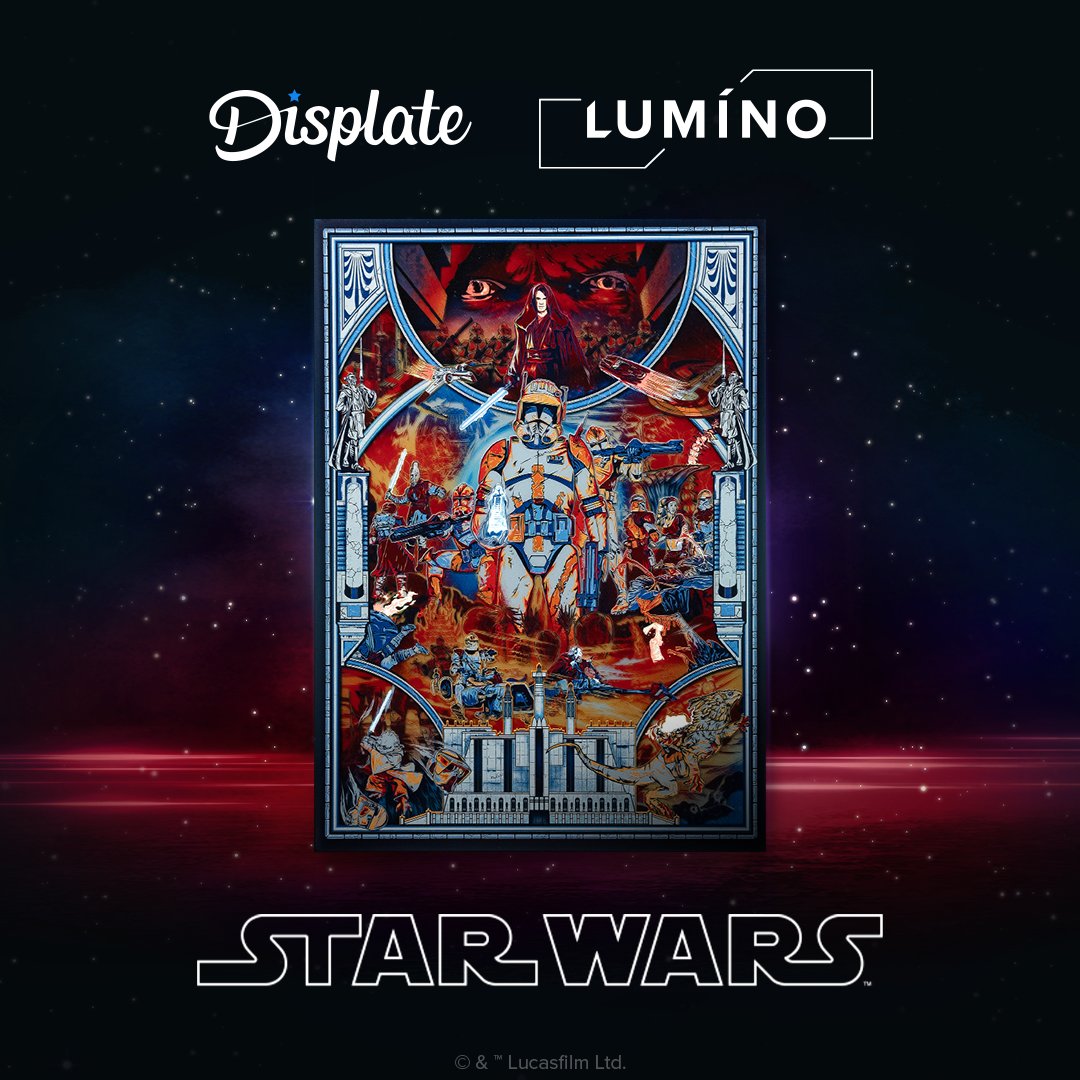 Displate's tweet photo. Exclusive, officially licensed STAR WARS™ art, glowing with ultra-thin light panels.

Grab your poster from the limited print run - and collect one of the final entries in Displate’s cutting-edge Lumino series before it’s lights out!