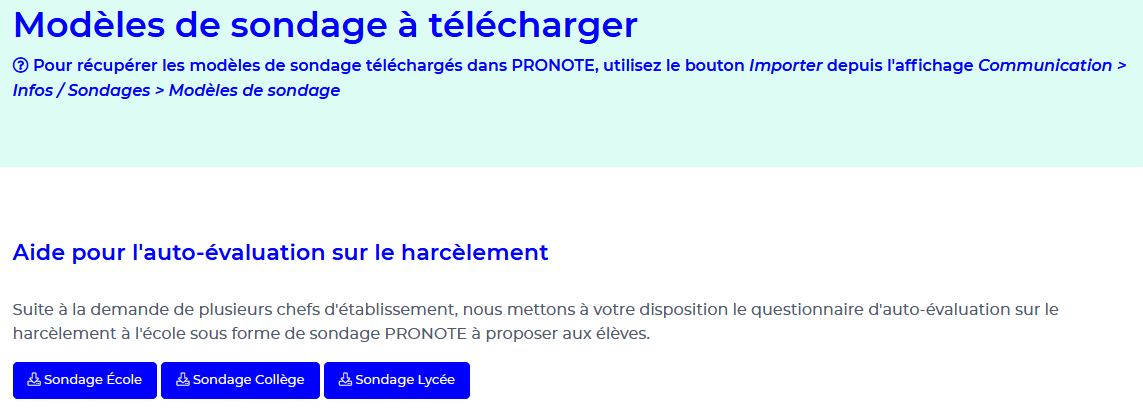 Merci <a href="/Pronote/">PRONOTE</a> 🙏pour la mise à disposition des modèles de questionnaires pour la journée NAH ➡️ index-education.com/fr/sondages-pr…