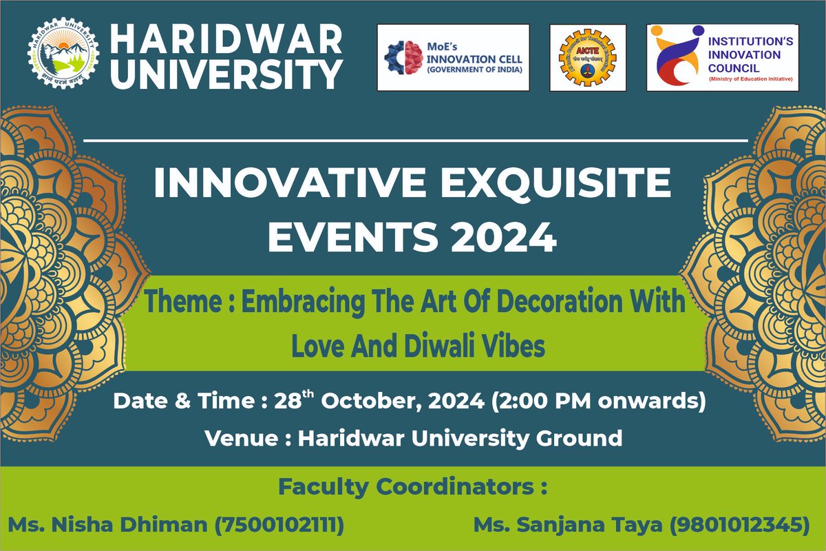 HURoorkee's tweet image. "Embracing the spirit of Diwali with creativity and love at our innovative executive event! ✨🪔 Let’s illuminate minds and hearts as we celebrate together. #DiwaliVibes #HaridwarUniversity #InnovativeEvents #ArtOfDecoration #CelebrateWithLove"