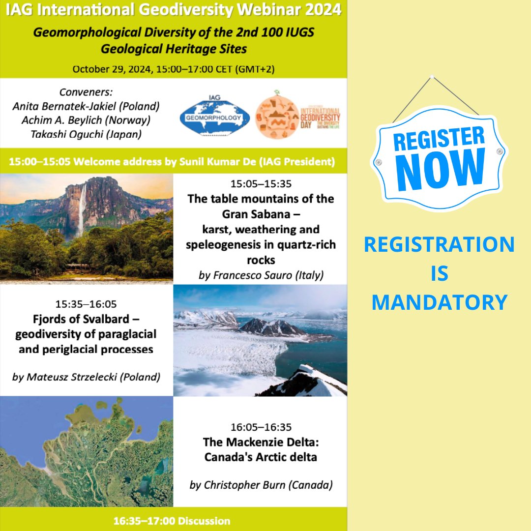 Dipartimento di Geoscienze - Unipd (@geounipd) on Twitter photo On October, 29 the webinar "𝐆𝐞𝐨𝐦𝐨𝐫𝐩𝐡𝐨𝐥𝐨𝐠𝐢𝐜𝐚𝐥 𝐃𝐢𝐯𝐞𝐫𝐬𝐢𝐭𝐲 𝐨𝐟 𝐭𝐡𝐞 𝟐𝐧𝐝 𝟏𝟎𝟎 𝐈𝐔𝐆𝐒 𝐆𝐞𝐨𝐥𝐨𝐠𝐢𝐜𝐚𝐥 𝐇𝐞𝐫𝐢𝐭𝐚𝐠𝐞 𝐒𝐢𝐭𝐞𝐬", organized by <a href="/IAGAIG/">International Association of Geomorphologists</a> will take place.
Register here: docs.google.com/forms/d/1exnCB… On October, 29 the webinar "𝐆𝐞𝐨𝐦𝐨𝐫𝐩𝐡𝐨𝐥𝐨𝐠𝐢𝐜𝐚𝐥 𝐃𝐢𝐯𝐞𝐫𝐬𝐢𝐭𝐲 𝐨𝐟 𝐭𝐡𝐞 𝟐𝐧𝐝 𝟏𝟎𝟎 𝐈𝐔𝐆𝐒 𝐆𝐞𝐨𝐥𝐨𝐠𝐢𝐜𝐚𝐥 𝐇𝐞𝐫𝐢𝐭𝐚𝐠𝐞 𝐒𝐢𝐭𝐞𝐬", organized by <a href="/IAGAIG/">International Association of Geomorphologists</a> will take place.
Register here: docs.google.com/forms/d/1exnCB…