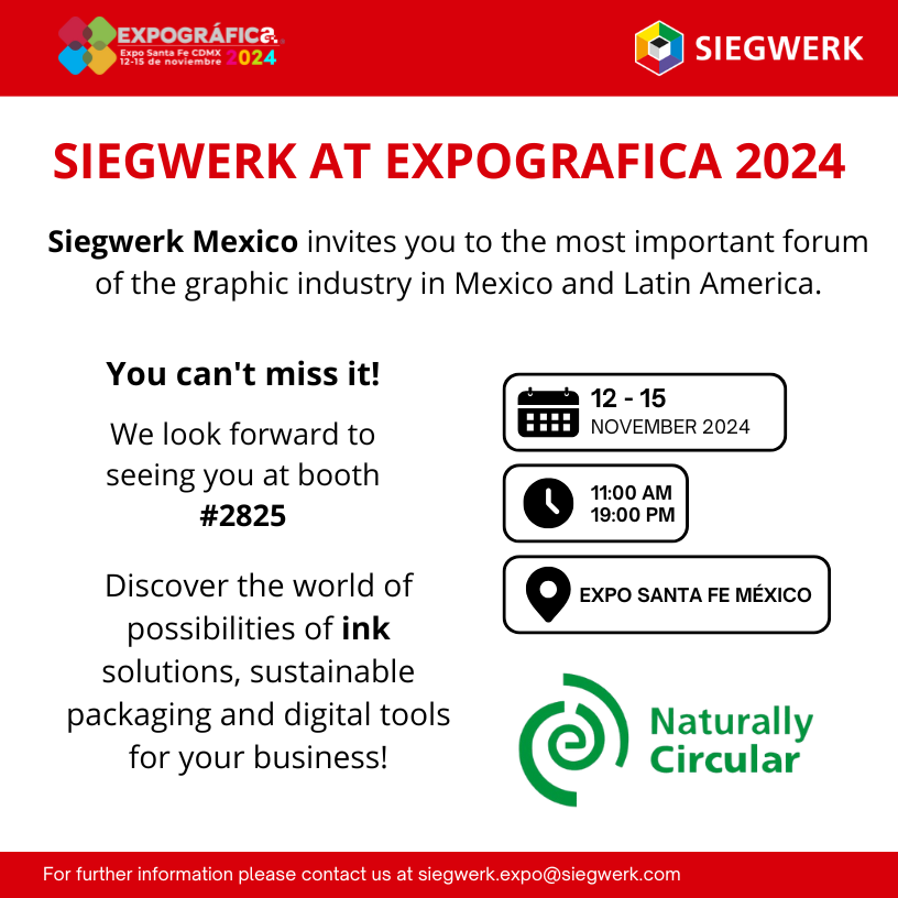 Siegwerk_inks's tweet photo. 🎉 Exciting News! 🎉
Expografica 2024 is just around the corner! 
📅 Save the date: November 14th. 
Join us at Expo Santa Fe, Mexico City, and visit our booth #2825. We can't wait to talk about our innovative ink and coatings solutions, sustainable packaging, and much more. 🌟 https://t.co/2yr6PfCCDy