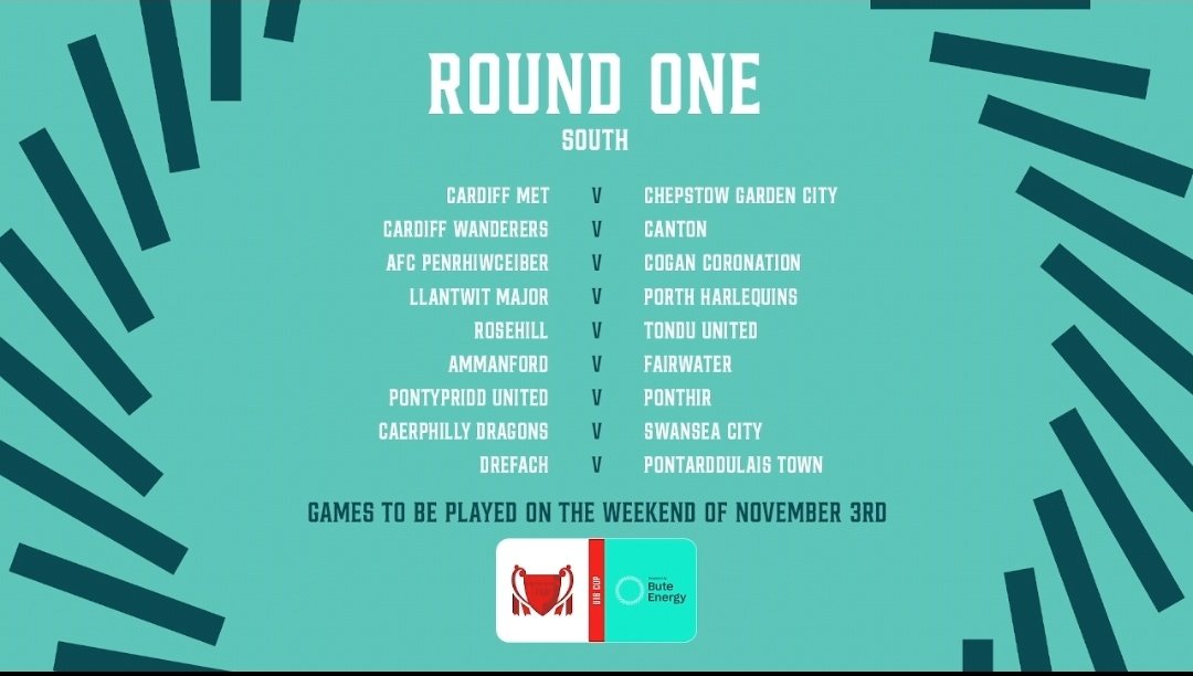 Round 1️⃣

Our Bute Energy U16s Welsh Cup🏆 defence begins next Sunday....

#𝗪𝗮𝗻𝗱𝗲𝗿𝗲𝗿𝘀❤️