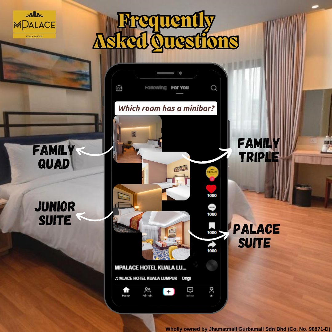 mpalacehotel_19's tweet image. Wondering which rooms come with a minibar at MPalace Hotel Kuala Lumpur?🤔 Our Family Quad, Family Triple, Junior Suite, and Palace Suite all include this feature for your convenience. Book your perfect stay today!😊❤️
#minibars #mpalacehotelkualalumpur #fypシ゚viralシ