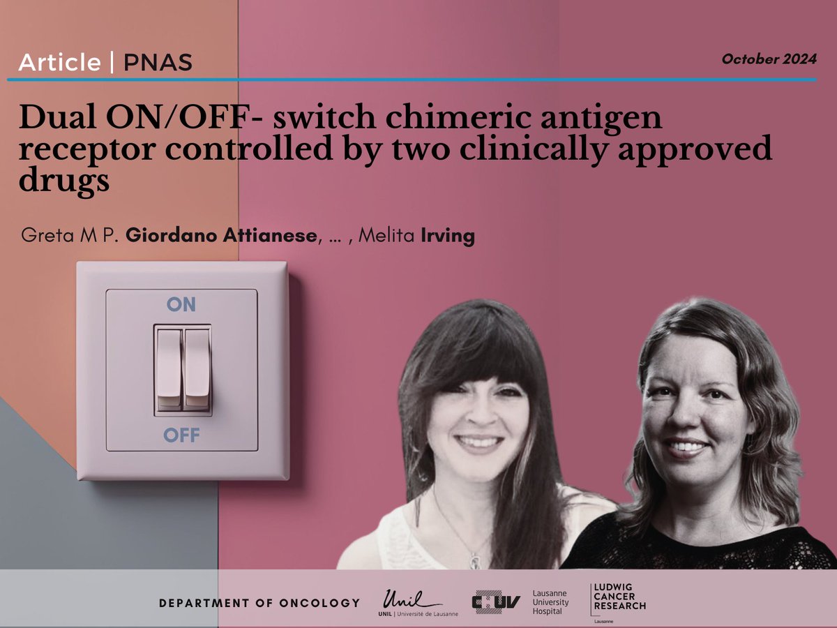 Oncology UNIL CHUV (@oncounilchuv) on Twitter photo ๐กNEW STUDY published in #PNAS by <a href="/IrvingMelita/">Melita Irving</a> and Greta M P. Giordano Attianese introducing dual ON/OFF-switch #CAR-T cells, offering a safer, more flexible approach to cancer #immunotherapy.
๐pnas.org/doi/10.1073/pnโฆ
@ludwig_cancer <a href="/unil/">Universitรฉ de Lausanne</a> <a href="/FBM_UNIL/">Facultรฉ de biologie et de mรฉdecine (inactif)</a> <a href="/CHUVLausanne/">CHUV /ย Centre hospitalier universitaire vaudois</a> <a href="/EPFL/">EPFL</a> ๐กNEW STUDY published in #PNAS by <a href="/IrvingMelita/">Melita Irving</a> and Greta M P. Giordano Attianese introducing dual ON/OFF-switch #CAR-T cells, offering a safer, more flexible approach to cancer #immunotherapy.
๐pnas.org/doi/10.1073/pnโฆ
@ludwig_cancer <a href="/unil/">Universitรฉ de Lausanne</a> <a href="/FBM_UNIL/">Facultรฉ de biologie et de mรฉdecine (inactif)</a> <a href="/CHUVLausanne/">CHUV /ย Centre hospitalier universitaire vaudois</a> <a href="/EPFL/">EPFL</a>