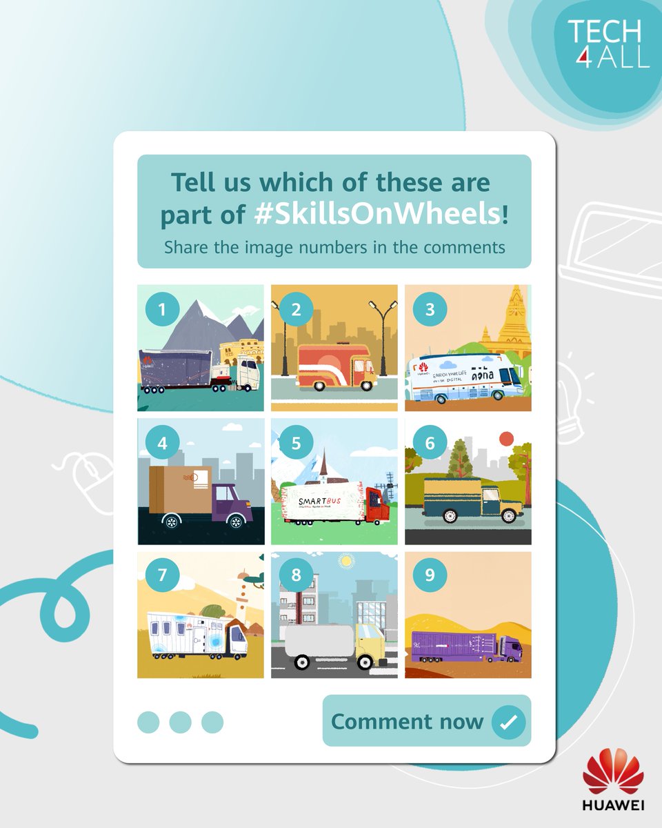 HUAWEI_TECH4ALL's tweet image. #SkillsOnWheels mobile classrooms empower underserved communities with digital skills!

#DigiBus, #SmartBus, #DigiTruck &amp;amp; #SmartTruck deliver training to priority groups like rural residents, children, unemployed youth, women &amp;amp; the elderly.

Which images below show…