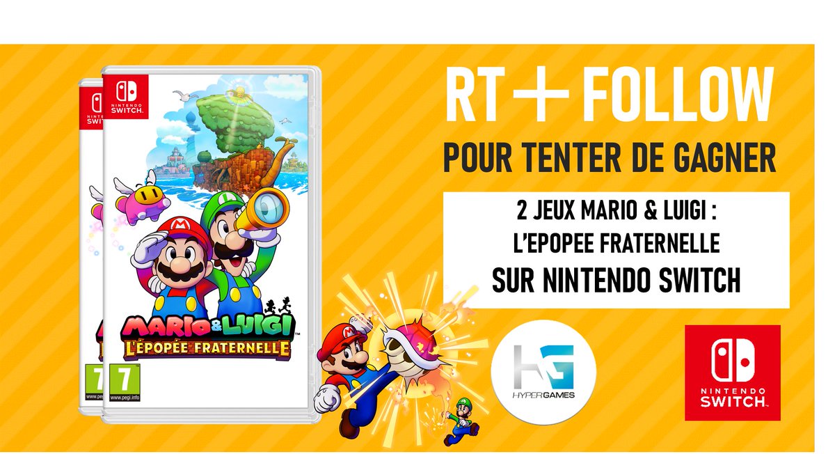 HypergamesA's tweet image. #concours

Tente de remporter un exemplaire du jeu Mario &amp;amp; Luigi's : L'épopée Fraternelle 🍄

➡️RT + Follow @HypergamesA 
➡️Like + Commente avec le #MarioAndLuigiBrothership 

TAS LE 07/11.
