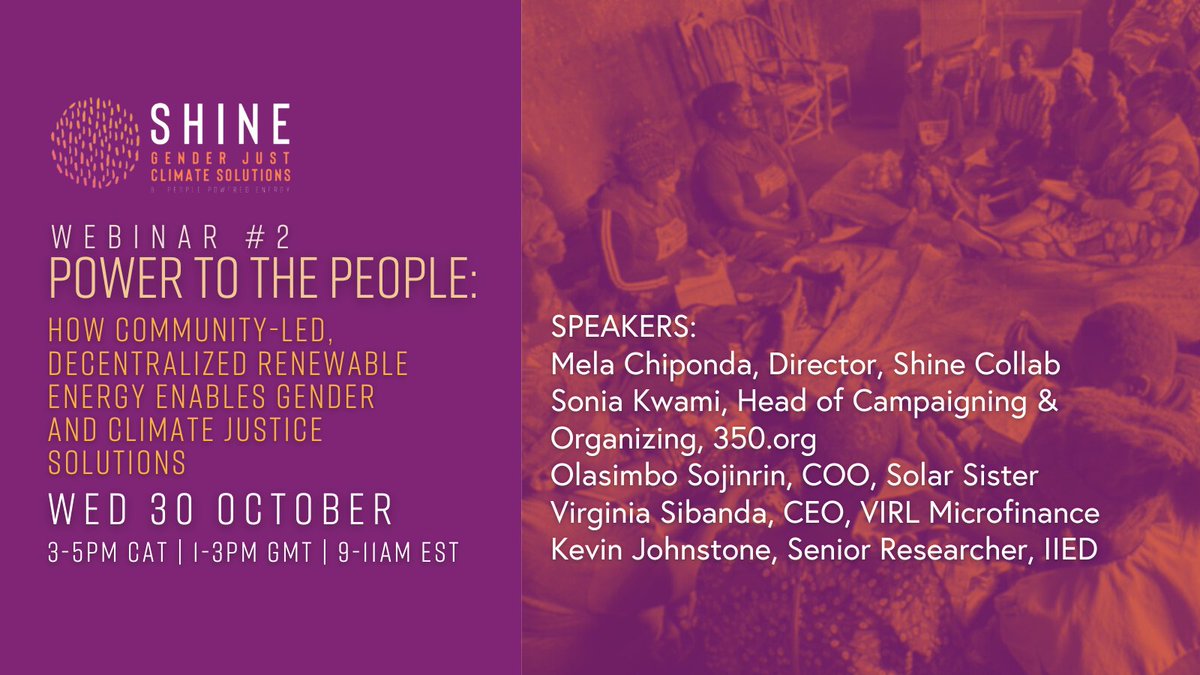 IIED (@iied) on Twitter photo IIED senior researcher Kevin Johnstone will join the <a href="/ShineCampaign_/">SHINE Collab</a> webinar, "Power to the People: How community-led, decentralized renewable energy enables #gender and climate justice solutions" on 30 October for an important discussion.
Register now! greenfaith.zoom.us/webinar/regist… IIED senior researcher Kevin Johnstone will join the <a href="/ShineCampaign_/">SHINE Collab</a> webinar, "Power to the People: How community-led, decentralized renewable energy enables #gender and climate justice solutions" on 30 October for an important discussion.
Register now! greenfaith.zoom.us/webinar/regist…