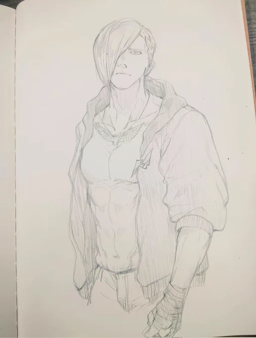 今までのまとめ。線画苦手なので、1枚目と3枚目みたいな太い線を削る描き方がすーき。 