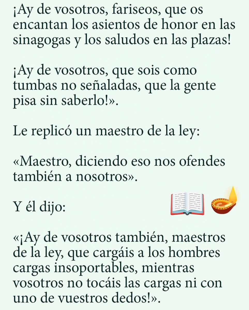 ferminnegre's tweet photo. Palabras «cariñosas» de Jesús en el #EvangelioDeHoy. Como casi siempre, creemos que van por los demás y no por nosotros. Van por la gente más religiosa de su época (y la nuestra). Sin profecía y denuncia, la Iglesia se acomoda, se vuelve mediocre. Danos nuevos profetas, Señor. https://t.co/9fmxGDTIzo