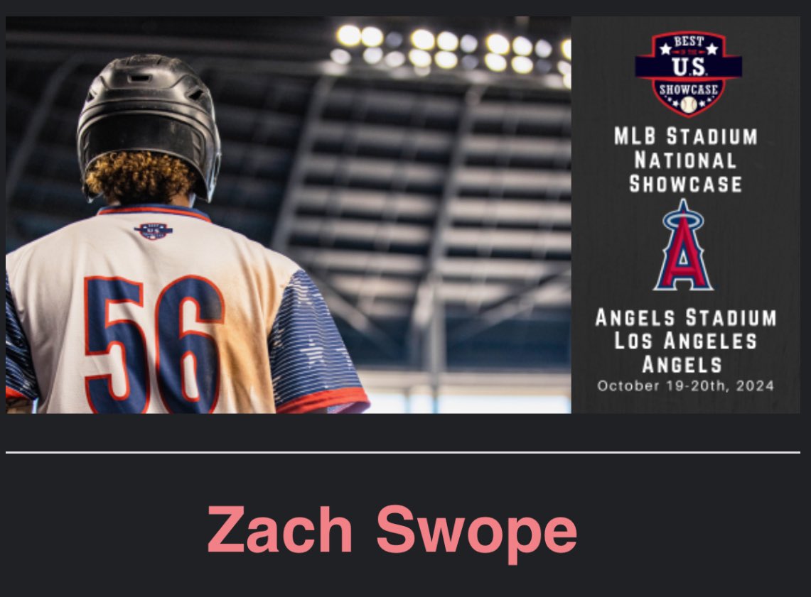Honored to accept my invitation to the <a href="/BUSShowcase/">Best in the US Showcases</a> at the <a href="/Angels/">Los Angeles Angels</a> stadium in Anaheim. Thankful for this opportunity. See ya’ll there!