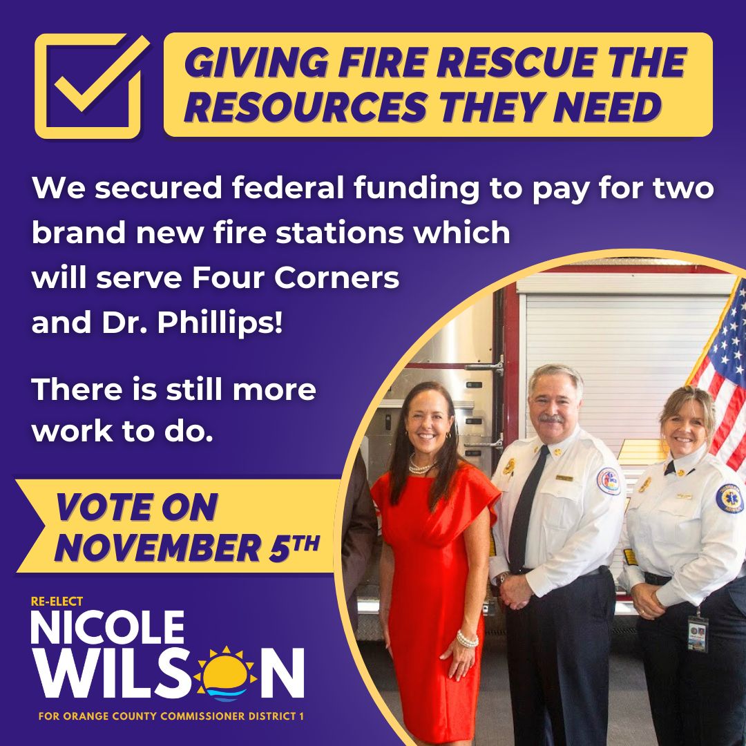VoteWilson_D1's tweet photo. Public safety is non-negotiable, which means we need to do everything possible to take care of the first responders who take care of us.

I was proud to vote to use ARPA funds for fire stations that will benefit West Orange County for decades to come! https://t.co/HMYbEoPVEn