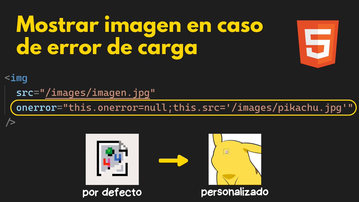 midudev's tweet image. TRUCO de HTML para tus imágenes.
¡Carga una imagen por defecto en caso de error!