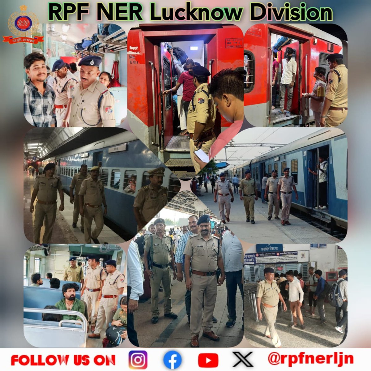 rpfnerljn's tweet photo. पूर्वोत्तर रेलवे,लखनऊ मंडल के रेलवे सुरक्षा बल पोस्टों द्वारा आगामी त्योहारों तथा चुनावों के दृष्टिगत ट्रेनों में भीड़ को देखते हुए मिशन यात्री सुरक्षा के तहत प्रवेश द्वारों, ट्रेनों, रेलवे परिसर तथा स्टेशन यार्ड में MRO, CRO व ACP के प्रति जन जागरूकता अभियान चलाया गया।
@rpfner https://t.co/ZN5pHVPJGB