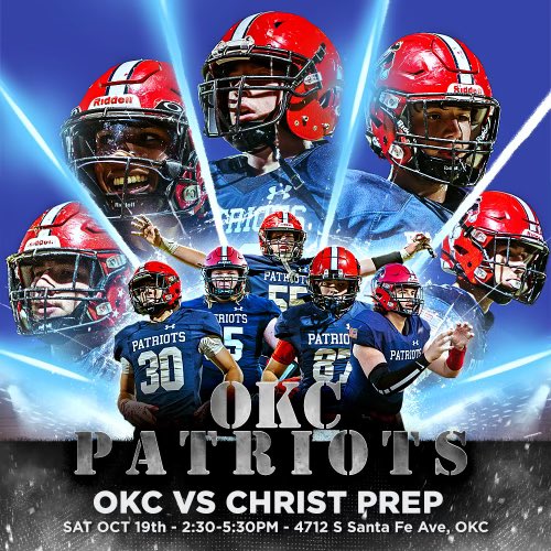 OKC Patriots Home School Football (@okcpatriots) on Twitter photo Looking forward to this Saturdays game against <a href="/CPA_Football/">Christ Prep Football</a> <a href="/HomeSchGridIron/">HomeSchGridIron</a> #HomeschoolFootball Looking forward to this Saturdays game against <a href="/CPA_Football/">Christ Prep Football</a> <a href="/HomeSchGridIron/">HomeSchGridIron</a> #HomeschoolFootball